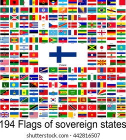 Finland, collection of vector images of flags of the world