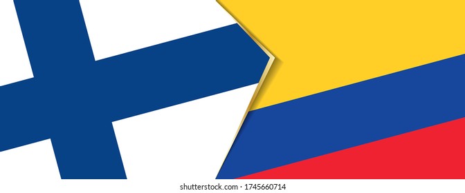 Finnland und Kolumbien Flaggen, zwei Vektorflaggen Symbol für Beziehung oder Konfrontation.