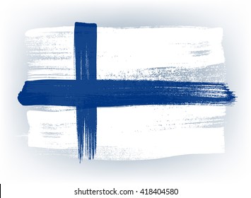 Finland colorful brush strokes painted national country finnish flag icon. Painted texture.
