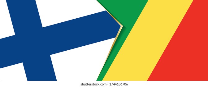 Finland and Congo flags, two vector flags symbol of relationship or confrontation.