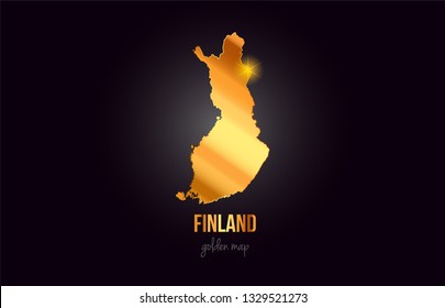 Finland country border map in gold golden metal color design suitable for a logo icon design