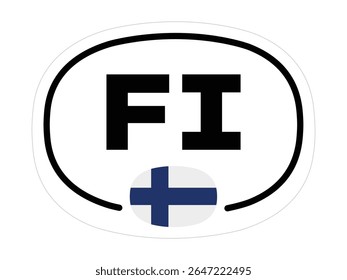Finland Country Code Sticker – Oval FI with Blue Nordic Cross Flag – High Quality Vectorial Stock Image