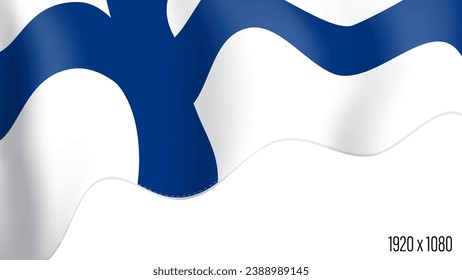 Finland country flag realistic independence day background. Finnish commonwealth banner in motion waving, fluttering in wind. Festive patriotic HD format template for independence day