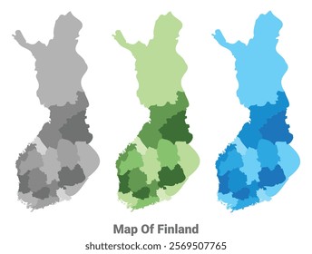 Finland country map in different colors