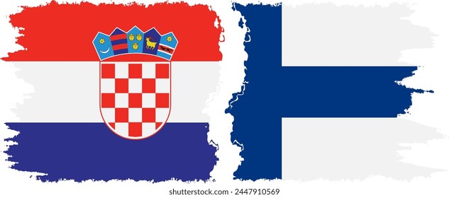 Finland and Croatia grunge flags connection, vector