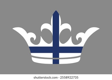 Finland crown shape with flag, Flag of Finland national country symbol illustration Vector, Rectangle Finland flag illustration, Flat vector illustration
