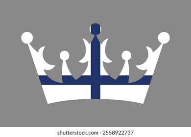 Finland crown shape with flag, Flag of Finland national country symbol illustration Vector, Rectangle Finland flag illustration, Flat vector illustration
