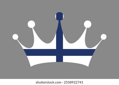 Finland crown shape with flag, Flag of Finland national country symbol illustration Vector, Rectangle Finland flag illustration, Flat vector illustration
