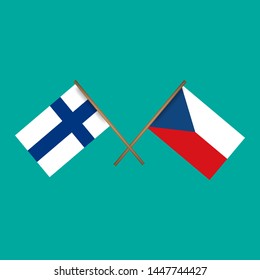 Finland and Czech Republic crossed flags.Language learning or travel concept. flat design.