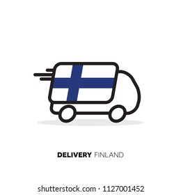 Finland delivery van. Country logistics concept