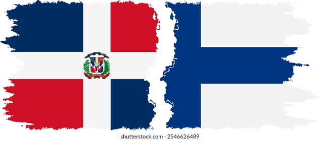 Finland and Dominican Republic grunge flags connection, vector