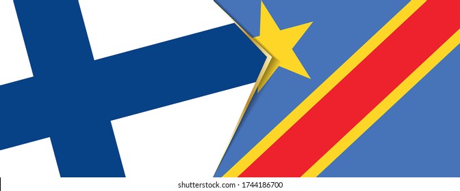 Finland and DR Congo flags, two vector flags symbol of relationship or confrontation.