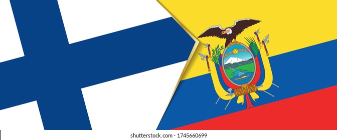 Finland and Ecuador flags, two vector flags symbol of relationship or confrontation.