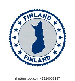 Finland emblem. Country round stamp with shape of Finland, isolines and round text. Authentic badge. Modern vector illustration.