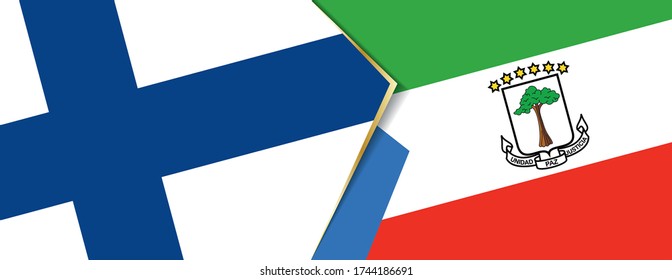 Finland and Equatorial Guinea flags, two vector flags symbol of relationship or confrontation.