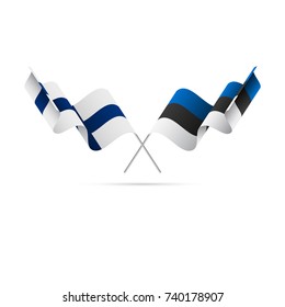 Finland and Estonia flags. Crossed flags. Vector illustration.