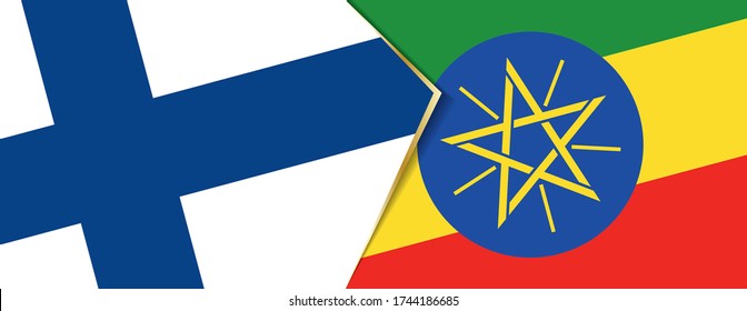 Finland and Ethiopia flags, two vector flags symbol of relationship or confrontation.