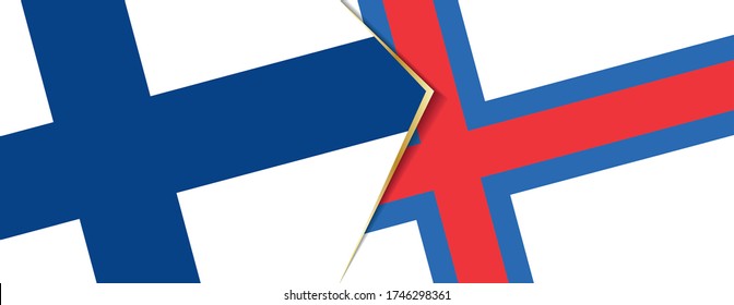 Finland and Faroe Islands flags, two vector flags symbol of relationship or confrontation.