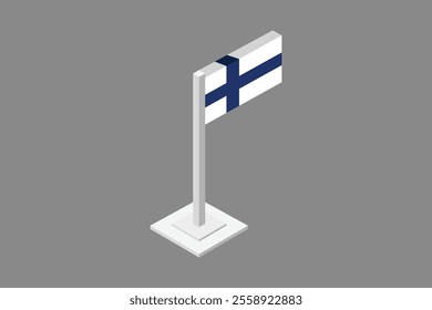 Finland flag 3d style, Flag of Finland national country symbol illustration Vector, Rectangle Finland flag illustration, Flat vector illustration
