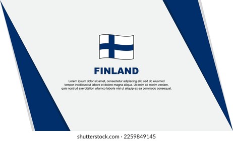Plantilla de diseño de fondo de resumen de marca finlandesa. Ilustración de vectores de caricaturas del Día de la Independencia de Finlandia. Bandera de Finlandia
