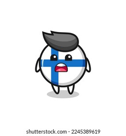finland flag badge illustration with apologizing expression, saying I am sorry , cute style design for t shirt, sticker, logo element