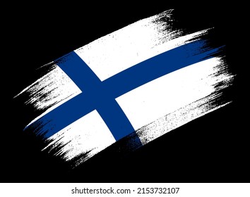 Finland flag with brush paint textured isolated  on png or transparent background.Symbol of  Finland.vector illustration
