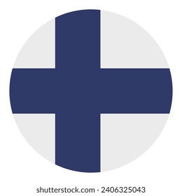 Finland flag. Button flag icon. Standard color. Circle icon flag. Computer illustration. Digital illustration. Vector illustration.