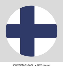 Finland flag. Button flag icon. Standard color. Circle icon flag. Computer illustration. Digital illustration. Vector illustration.