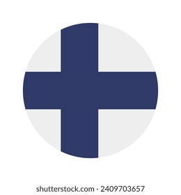 Finland flag. Button flag icon. Standard color. Circle icon flag. Computer illustration. Digital illustration. Vector illustration.