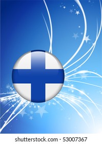 Finland Flag Button on Abstract Modern Light Background Original Illustration