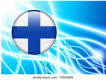 Finland Flag Button on Abstract Light Background Original Illustration