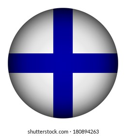 Finland flag button on a white background. Vector illustration.