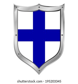 Finland flag button on a white background. Vector illustration.