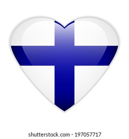 Finland flag button on a white background. Vector illustration.