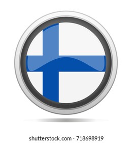 Finland Flag Button Round Vector Art Design
