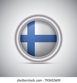 Finland flag button style. Vector image