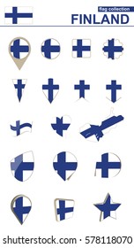 Finland Flag Collection. Big set for design. Vector Illustration.