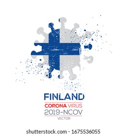 
Finland  flag with corona virus Symbol, (2019-nCoV), vector illustration.