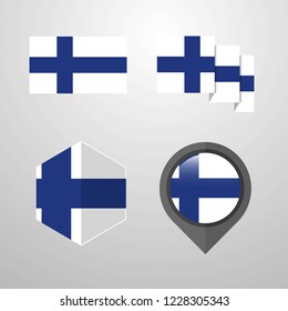 Finland flag design set vector