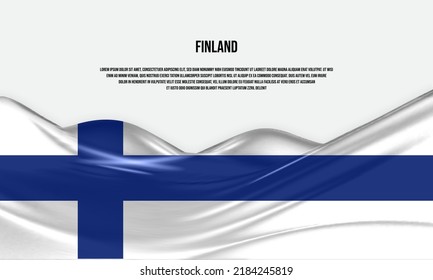 Finland flag design. Waving Finnish flag made of satin or silk fabric. Vector Illustration.