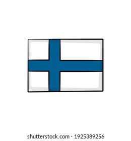 Finland flag in drawing style isolated vector. Hand drawn object illustration for your presentation, teaching materials or others.