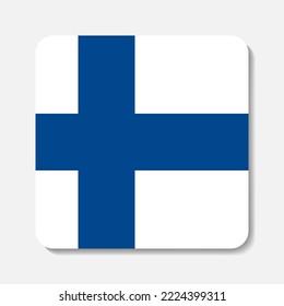 Finland flag flat icon. Square vector element with shadow underneath. Best for mobile apps, UI and web design.