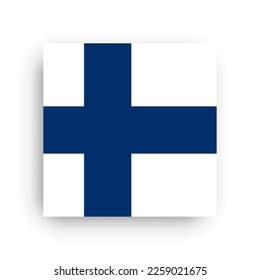 Finland flag - flat vector square with sharp corners and dropped shadow.