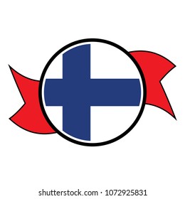 Finland flag in glossy round button of icon. flag logo of Finland emblem isolated on white background, Finland national concept sign, Vector illustration.
