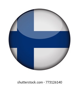 finland Flag in glossy round button of icon. finland emblem isolated on white background. National concept sign. Independence Day. Vector illustration.