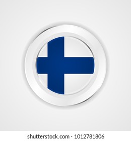 Finland flag in glossy vector icon.