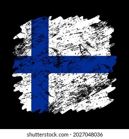 finland flag grunge brush background. Old Brush flag vector illustration. abstract concept of national background.