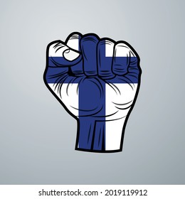 Finland Flag with Hand Design isolated on white background. Vector illustration