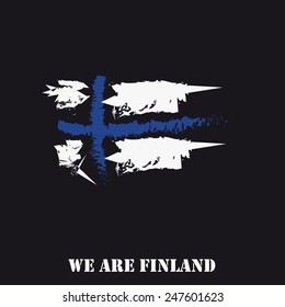 Finland Flag Hand Drawn With Text We Are Finland