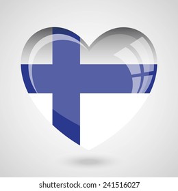 Finland Flag Heart Glossy Button